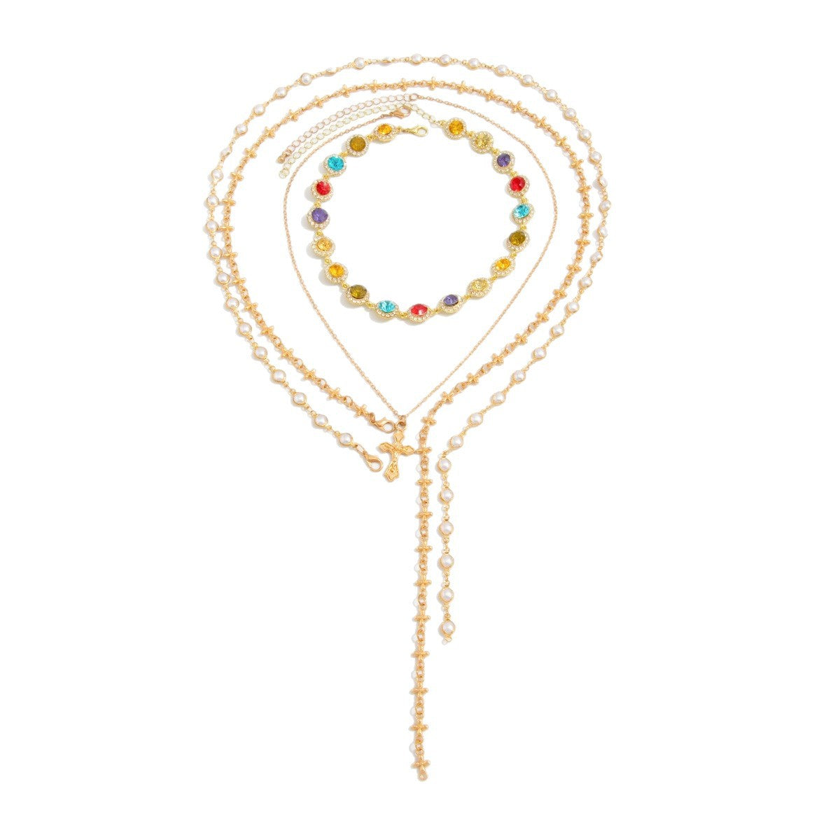 Gold Plated Cross Alloy Pendant Necklace for Women