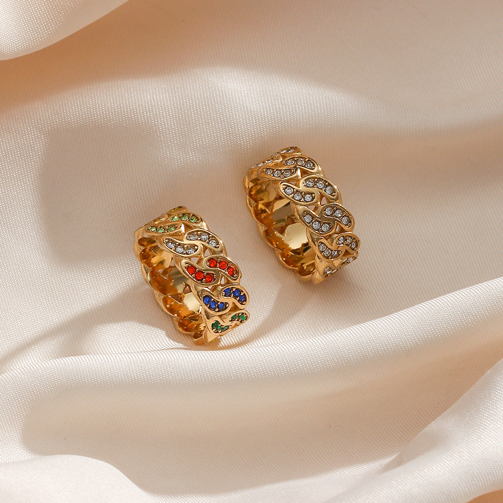 Anillo bohemio geométrico de acero inoxidable con baño de oro para mujer