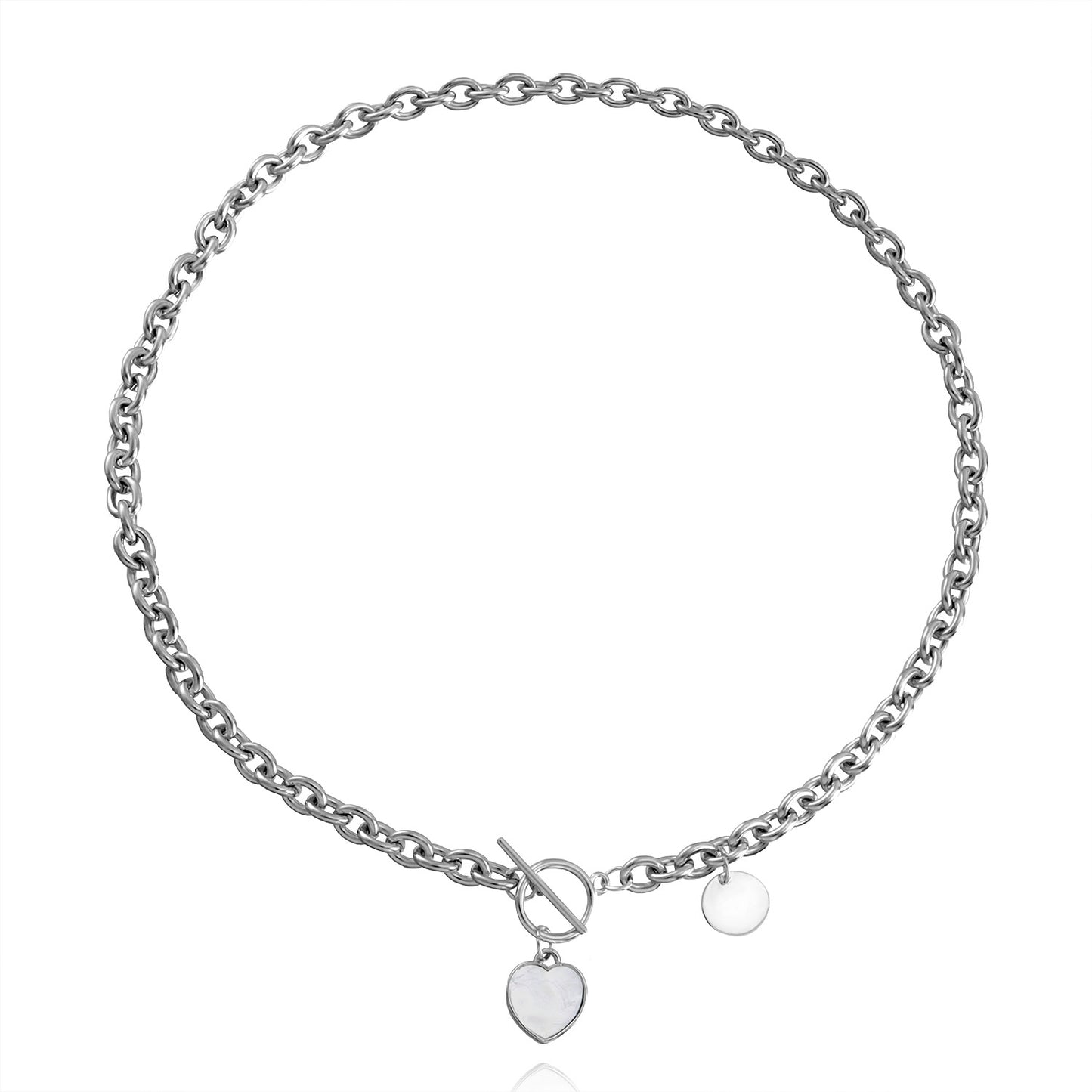 Punk Style Geometric Mother-of-Pearl Pendant Necklace for Women Alloy Chain with Plating Finish