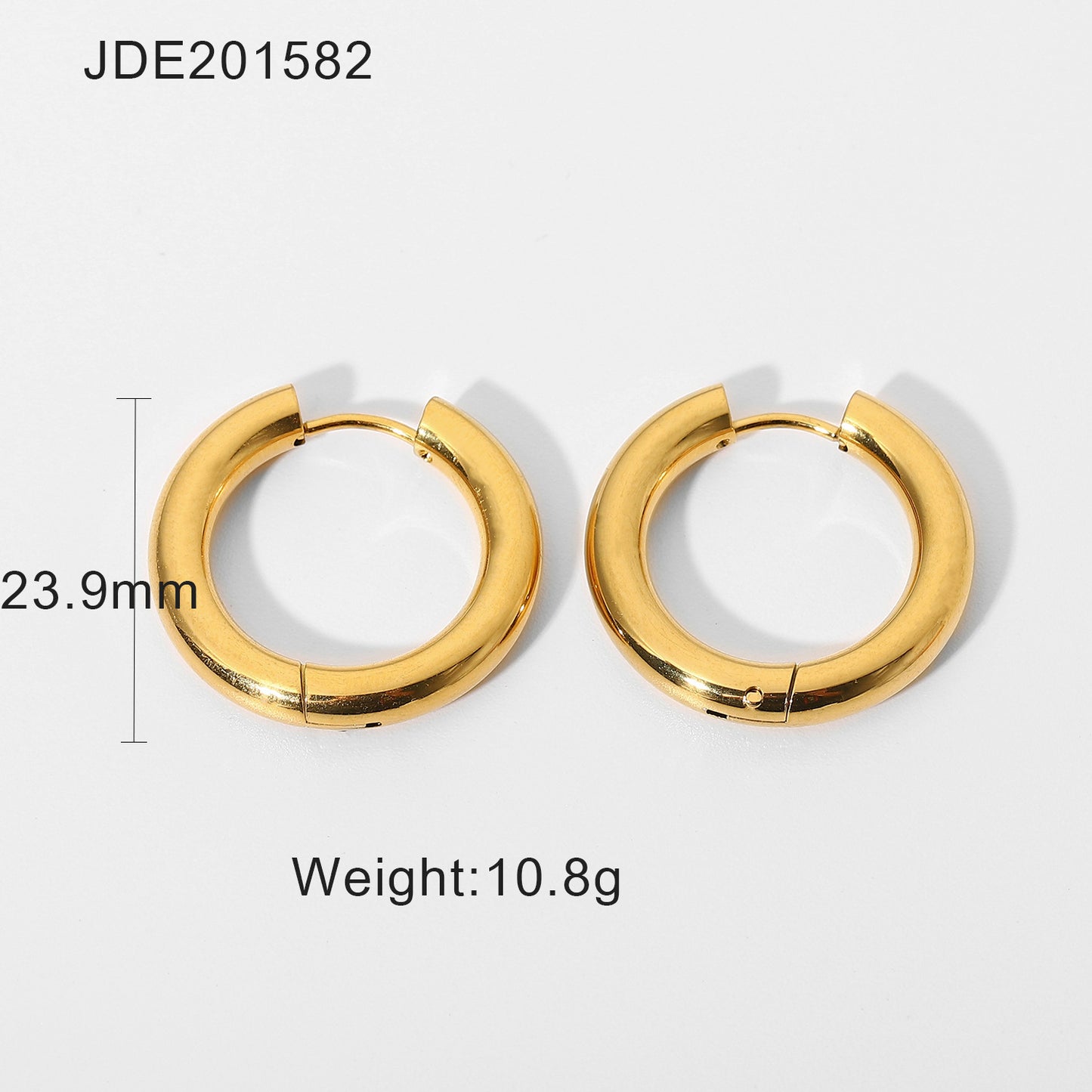 Orecchini Minimalisti Rotondi in Acciaio Inossidabile con Ciondolo Placcato Oro 18K