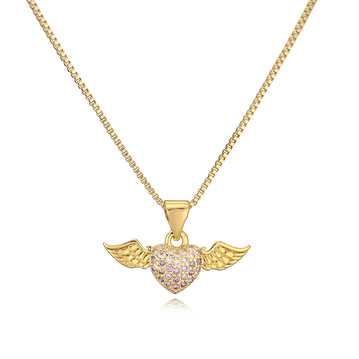 Minimalist Heart-Shaped Copper Pendant Necklace with Real Gold Plating and Zircon Accents for Women