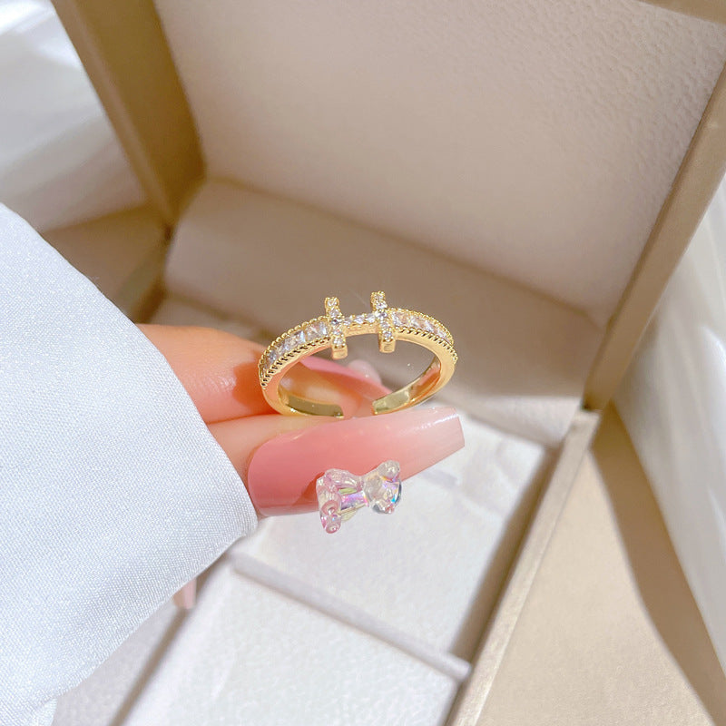 Adjustable Ring Minimalist Japanese Style Crown Design Women's Ring