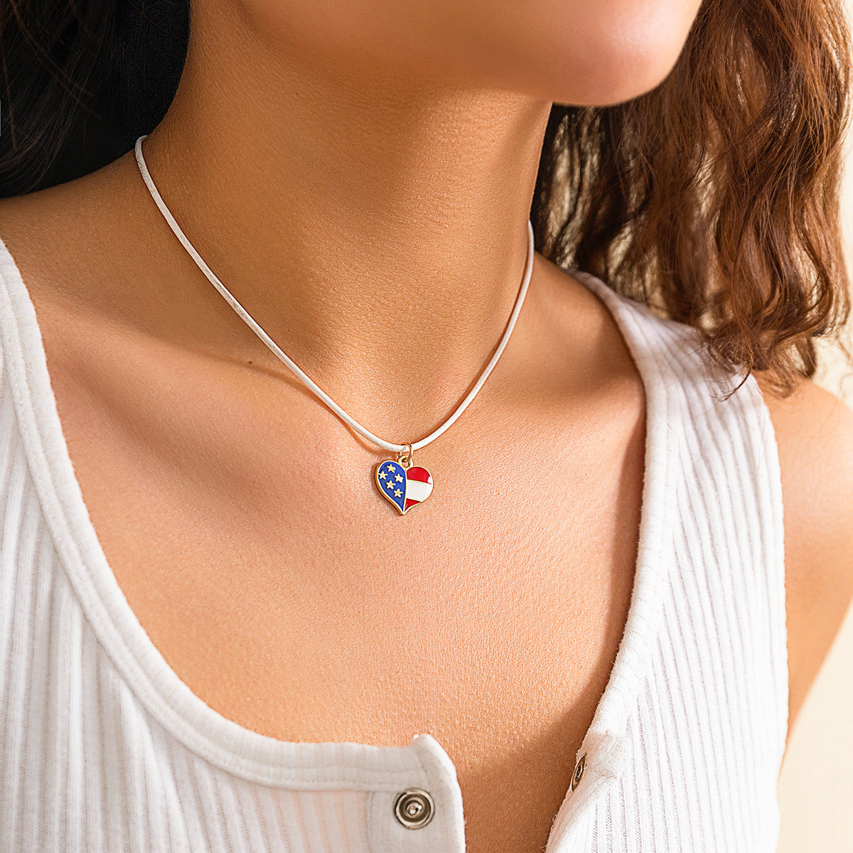 Personalized Heart Star Geometric Pendant Necklace with Bow Detail for Women Alloy Plated Jewelry