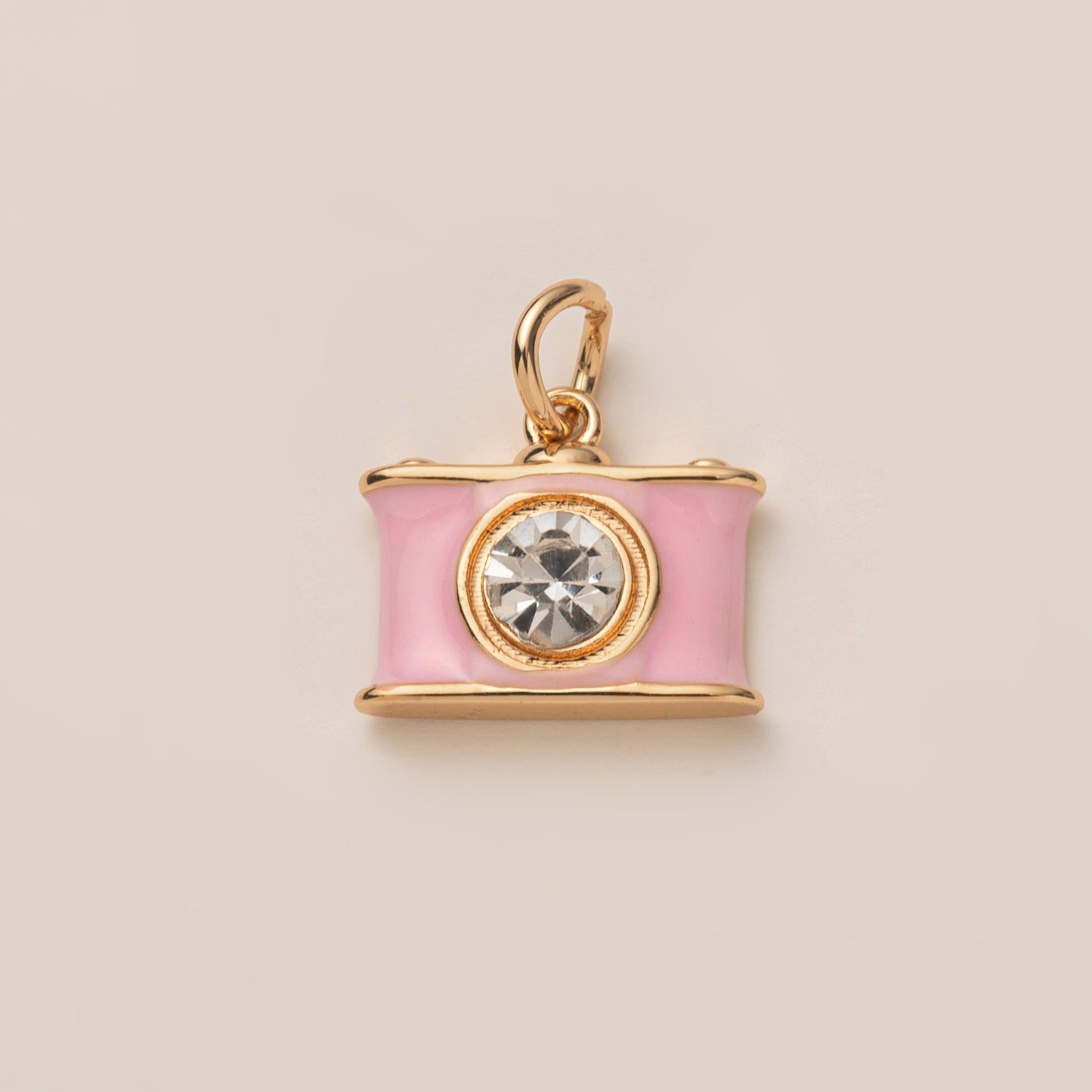 18K Gold Plated Brass Geometric Stainless Steel Pendant with Cubic Zirconia on Ball Chain Charm Bar for Unisex