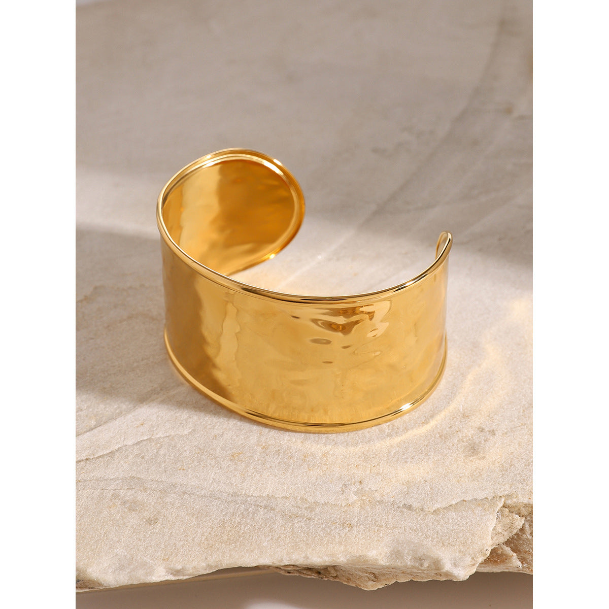 Minimalist 18K Gold Plated Geometric Brushed Stainless Steel Cuff Bracelet