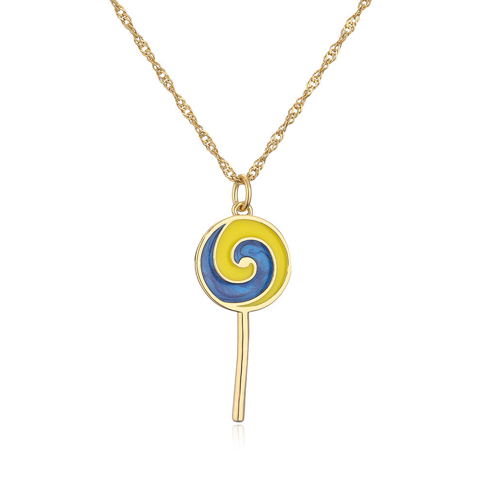 Collana con ciondolo geometrico grazioso per donna con base in rame, placcatura in oro 18 carati e finitura in smalto
