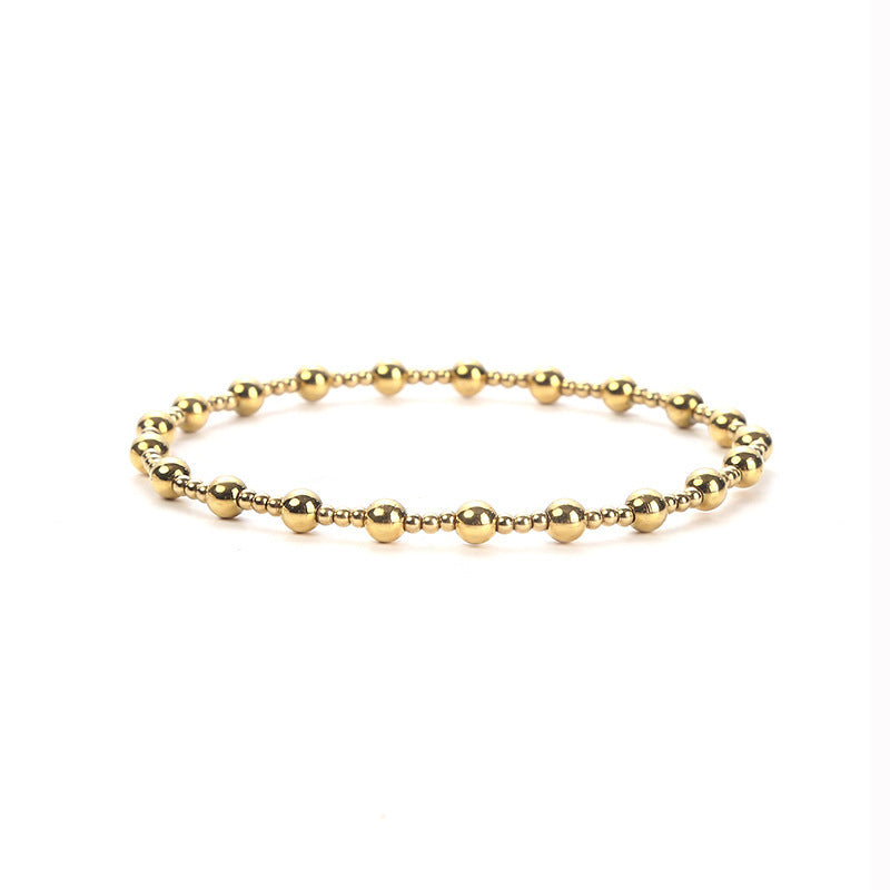 Luxury Elegant Round Bead Stainless Steel Ball Chain Stretch Bracelet for Women