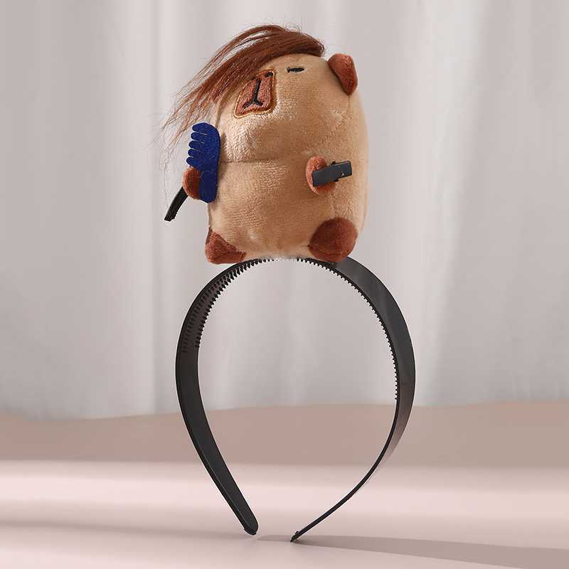 Fascia per capelli per bambini a forma di topo da cartone animato, in tessuto con rivestimento in resina e bordo in pizzo