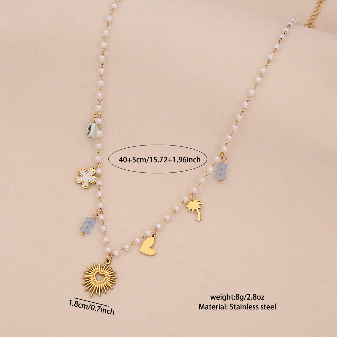 Fashionable OL Style Hollow Heart and Floral Pendant Necklace in Titanium Steel with Electroplated Finish for Women