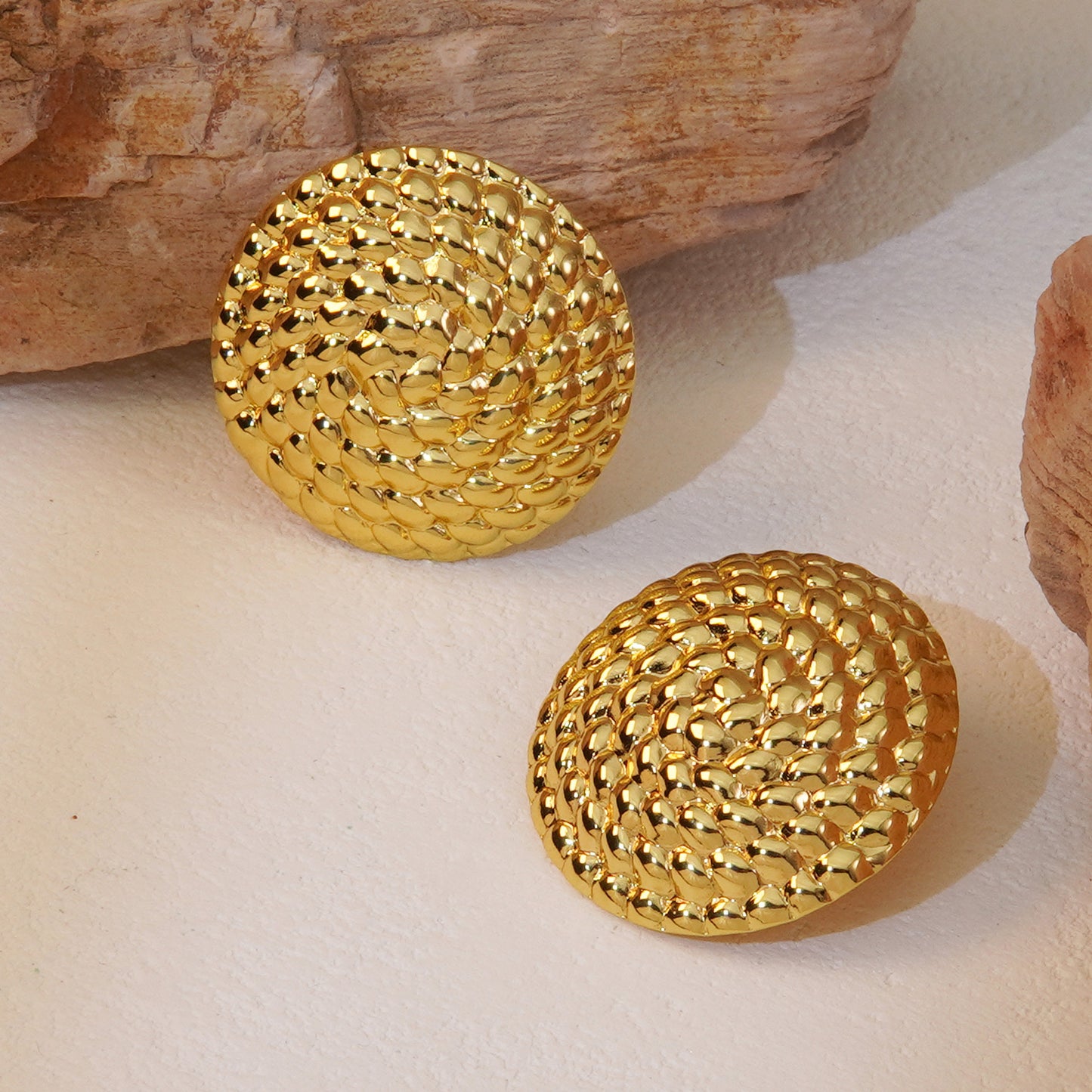 Unique Round Geometric Titanium Steel Plated Earrings for Women