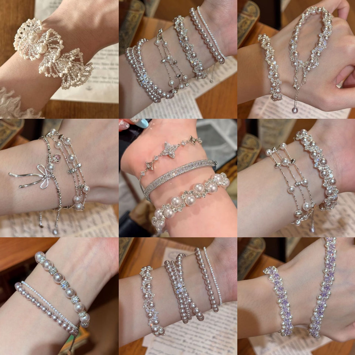 Vintage Luxury Geometric Cubic Zirconia Inlaid Pearl Bracelet for Women