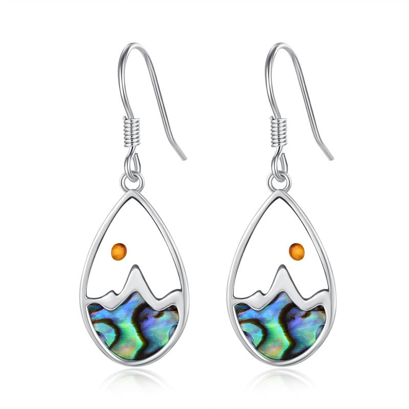 Minimalist Mustard Seed Abalone Shell Hook Earrings for Women in Stainless Steel with Polished Finish