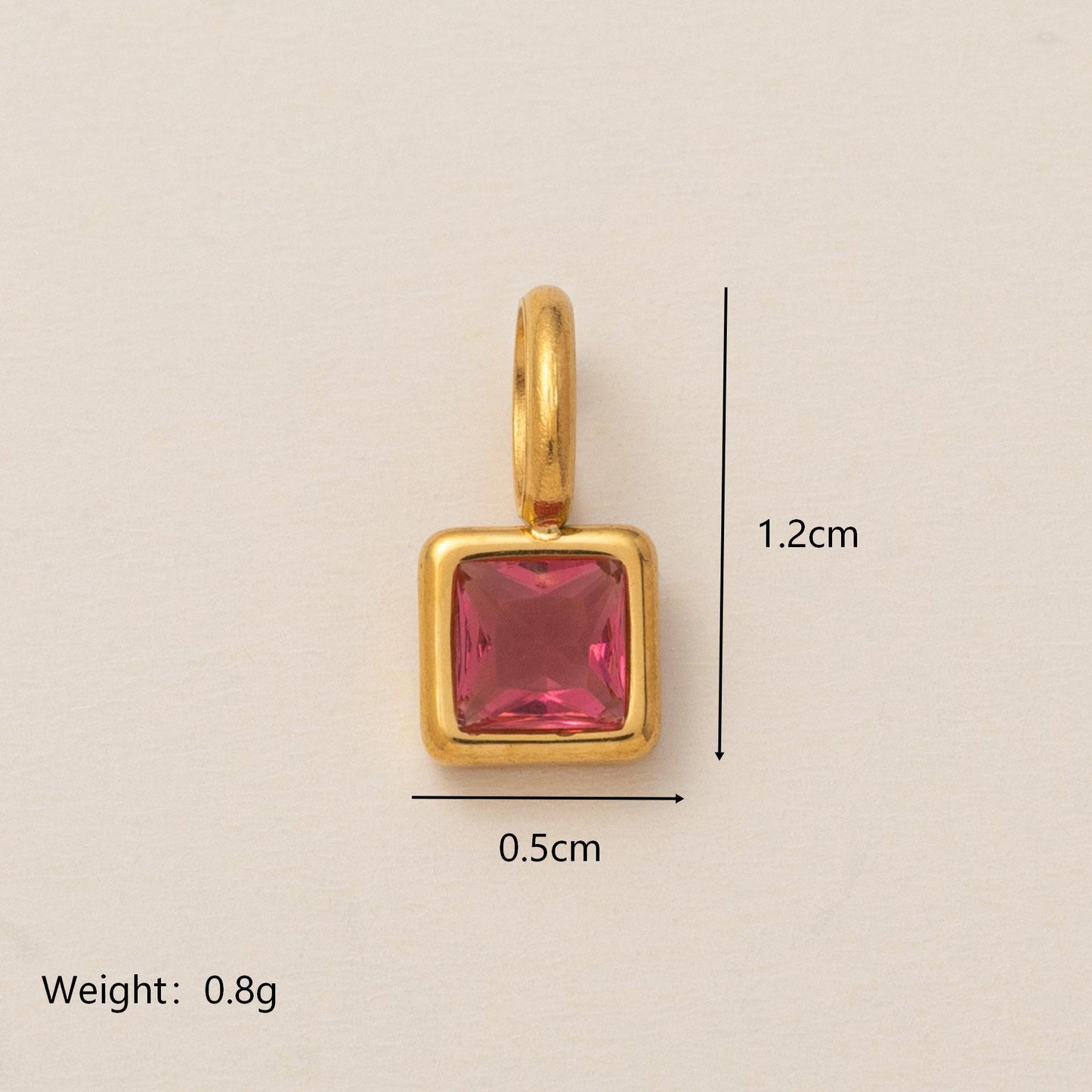 Minimalist Square Titanium Steel Pendant with Cubic Zirconia Inlay DIY Charm Bar Necklace for Women