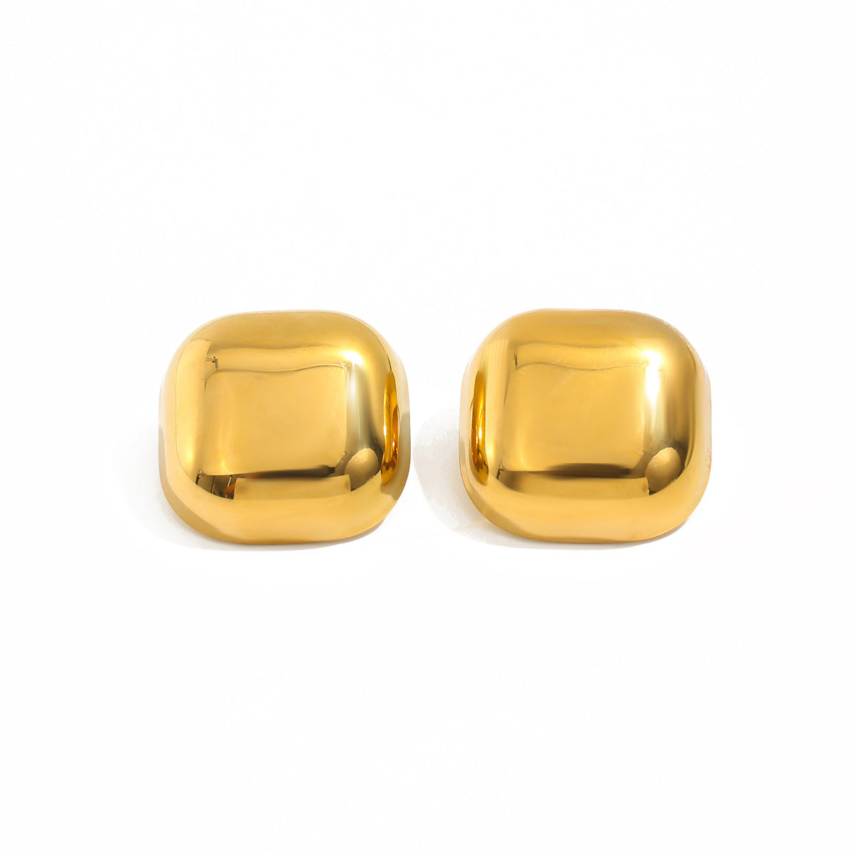Minimalist Business Geometric Square Stainless Steel Earrings 18K Gold Plated PVD Women's Studs