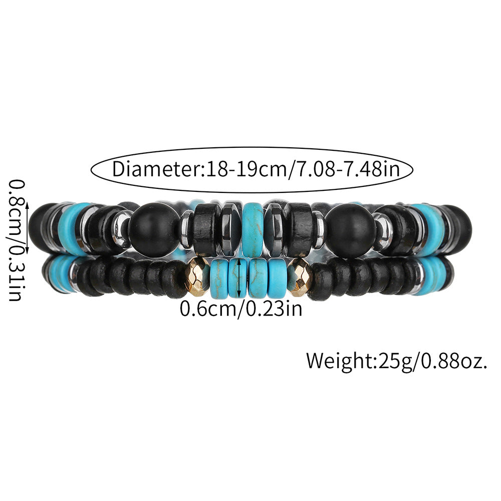 Hip-hop Minimalist Geometric Turquoise Wood Beaded Bracelet
