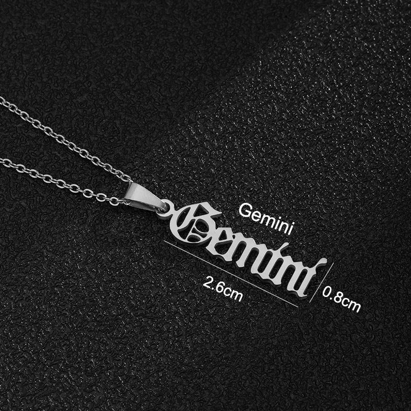 Zodiac-Themed Stainless Steel Pendant Necklace with Titanium Steel Charm and Electroplated Finish for Unisex Wear