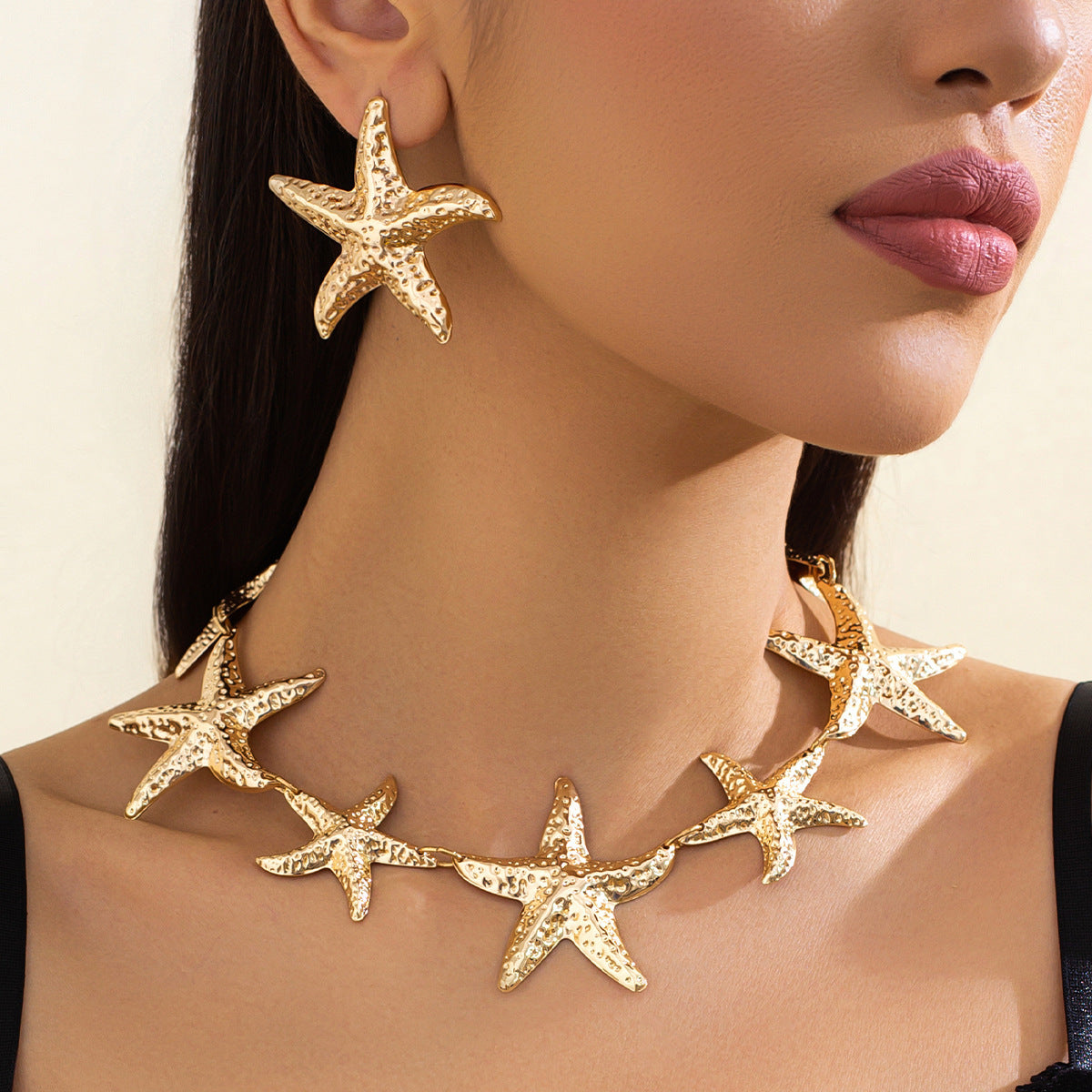 Collana con Pendente Geometrico a Stella Dolce-Grintoso con Finitura in Ferro Galvanizzato per Donna