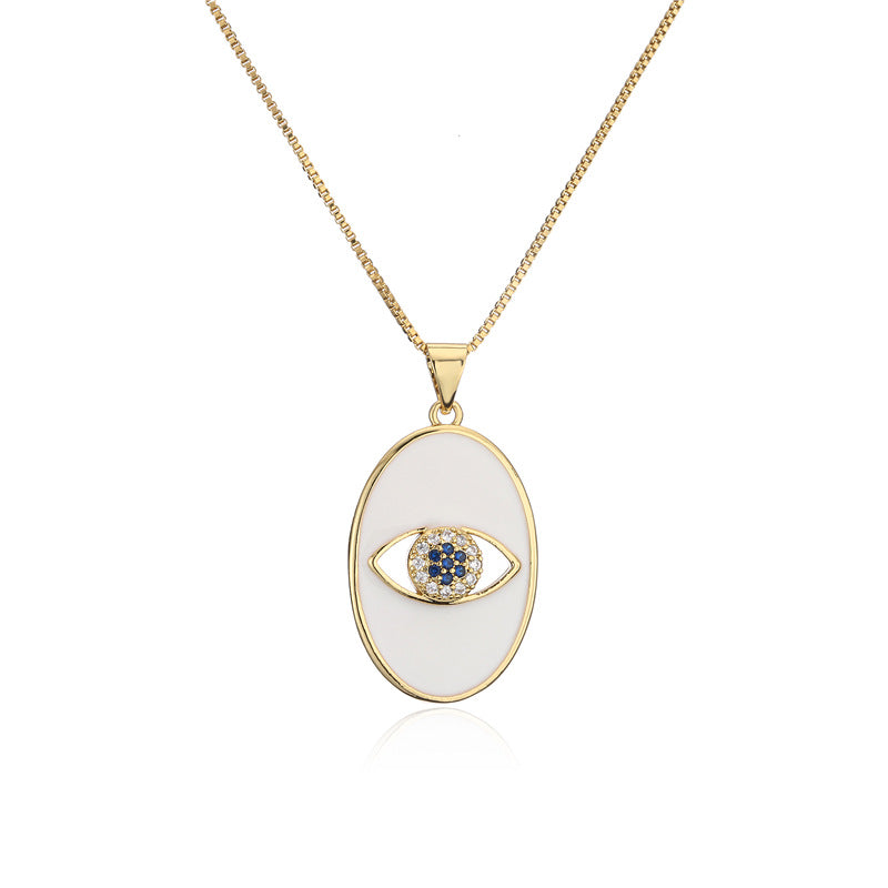 Geometric Drip Oil Gold Plated Brass Pendant Necklace with Box Chain