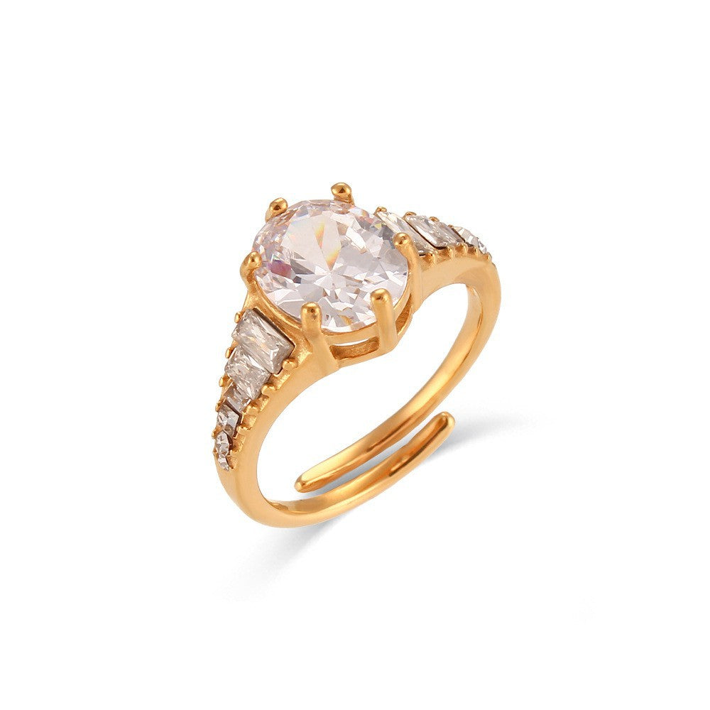 Minimalist Geometric Stainless Steel Ring Set with 18K Gold Plating for Women