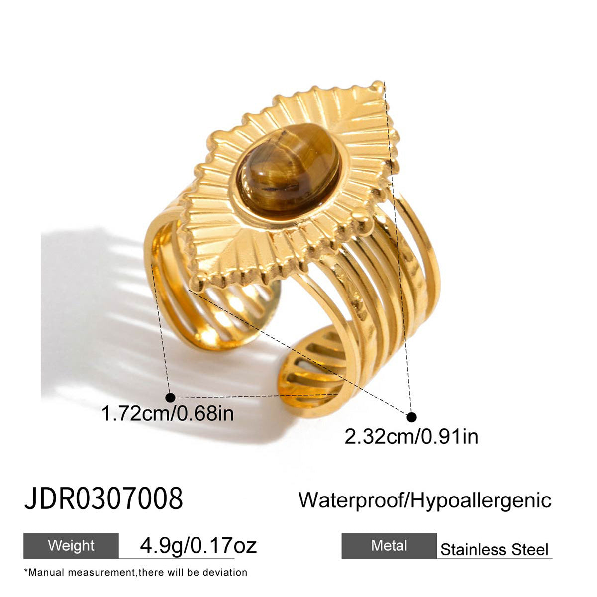 Anello da donna in acciaio al titanio con occhio di demone geometrico, placcato, gioiello di moda in acciaio inossidabile ipoallergenico