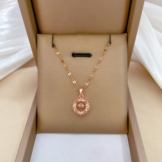 Collana con Pendente Cerchio Geometrico in Acciaio al Titanio di Lusso per Donna con Intarsio di Strass, Catena a Serpente Regolabile 21-50 cm, Stile Medaglione Minimalista Elegante
