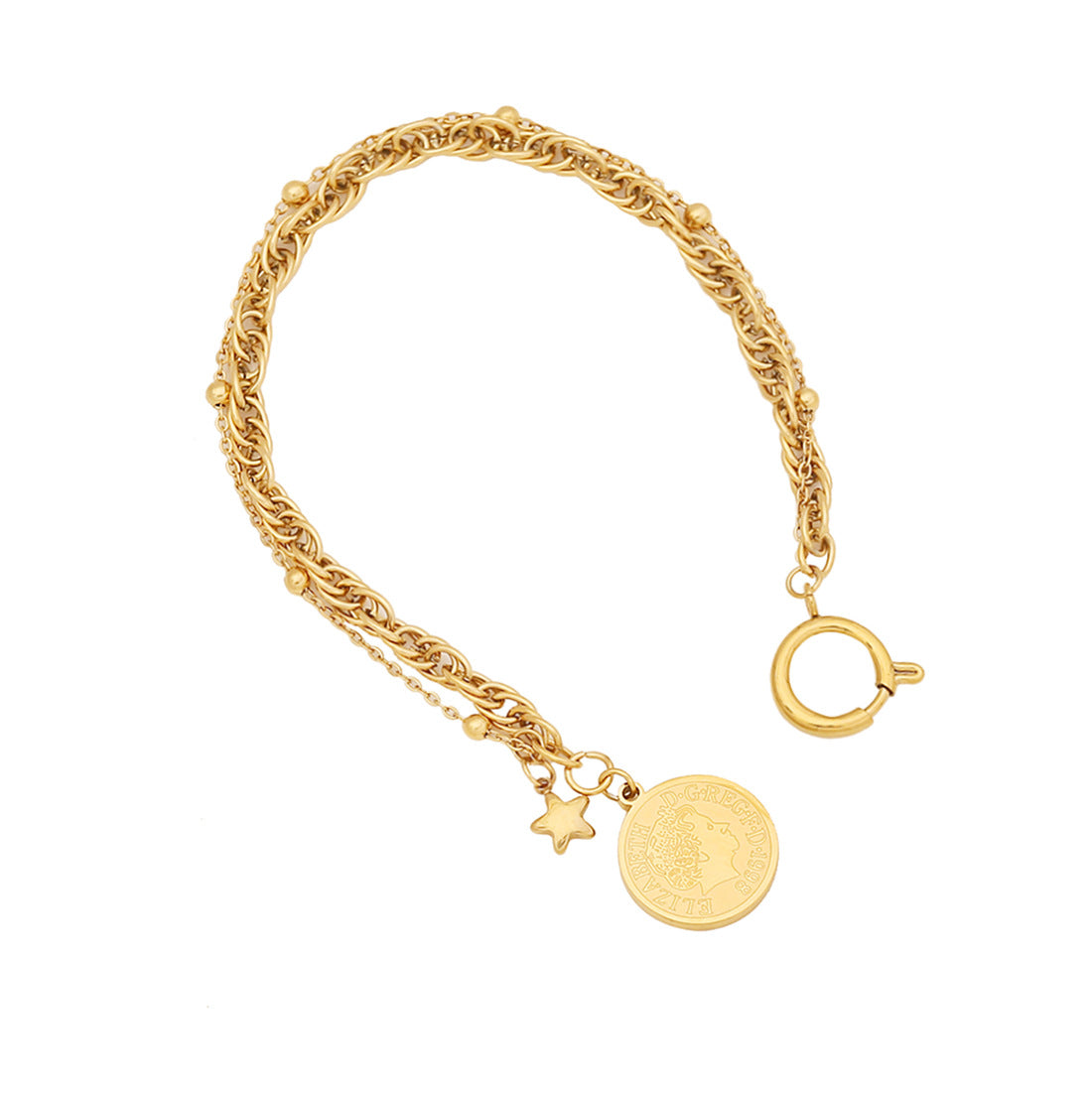 Collana con ciondolo a moneta personalizzata da donna in acciaio inossidabile con finitura placcata