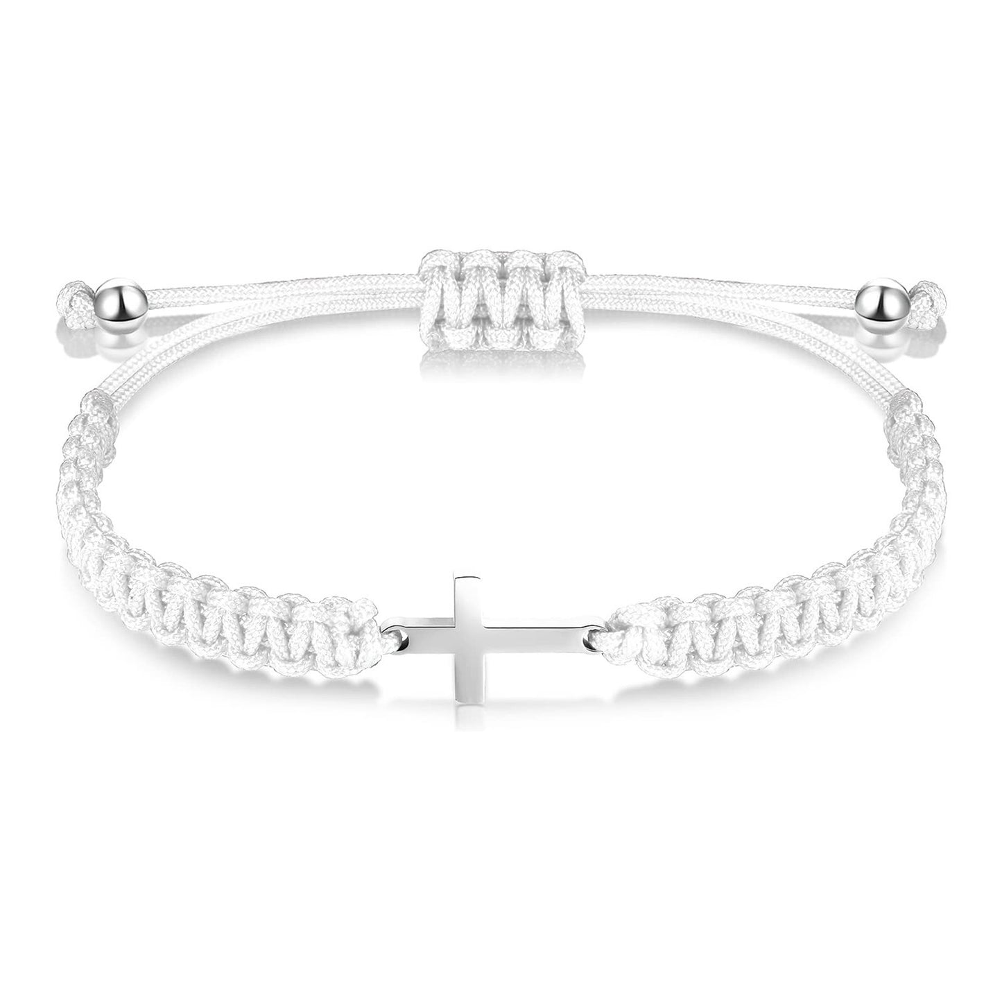 Handmade Braided Stainless Steel Cross Bracelet Unisex Friendship Jewelry Set