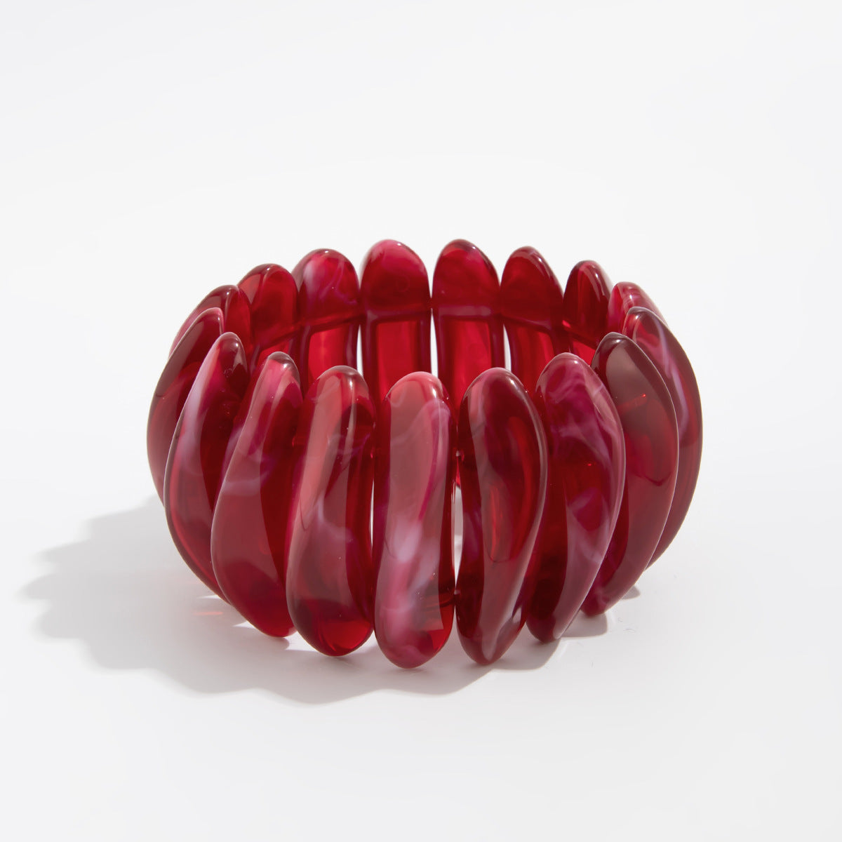 Retro Oversized Red Ombre Tire-Shaped Wide C-Shape Bracelet for Women Handcrafted Resin Bangle Jewelry