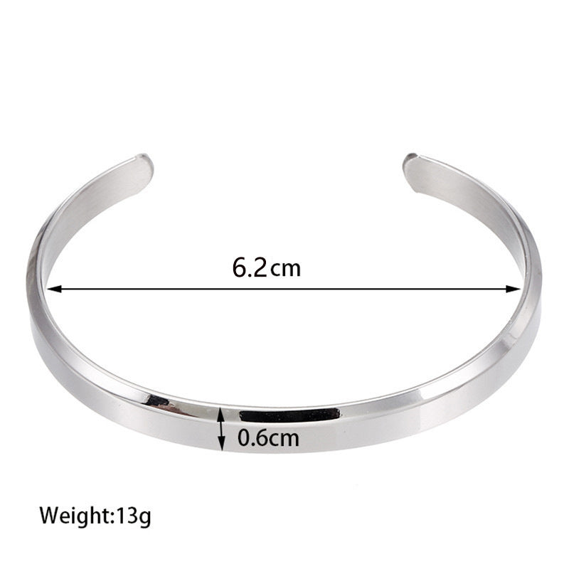 Minimalist 18K Gold Plated Geometric Titanium Steel C-Shape Open Bangle