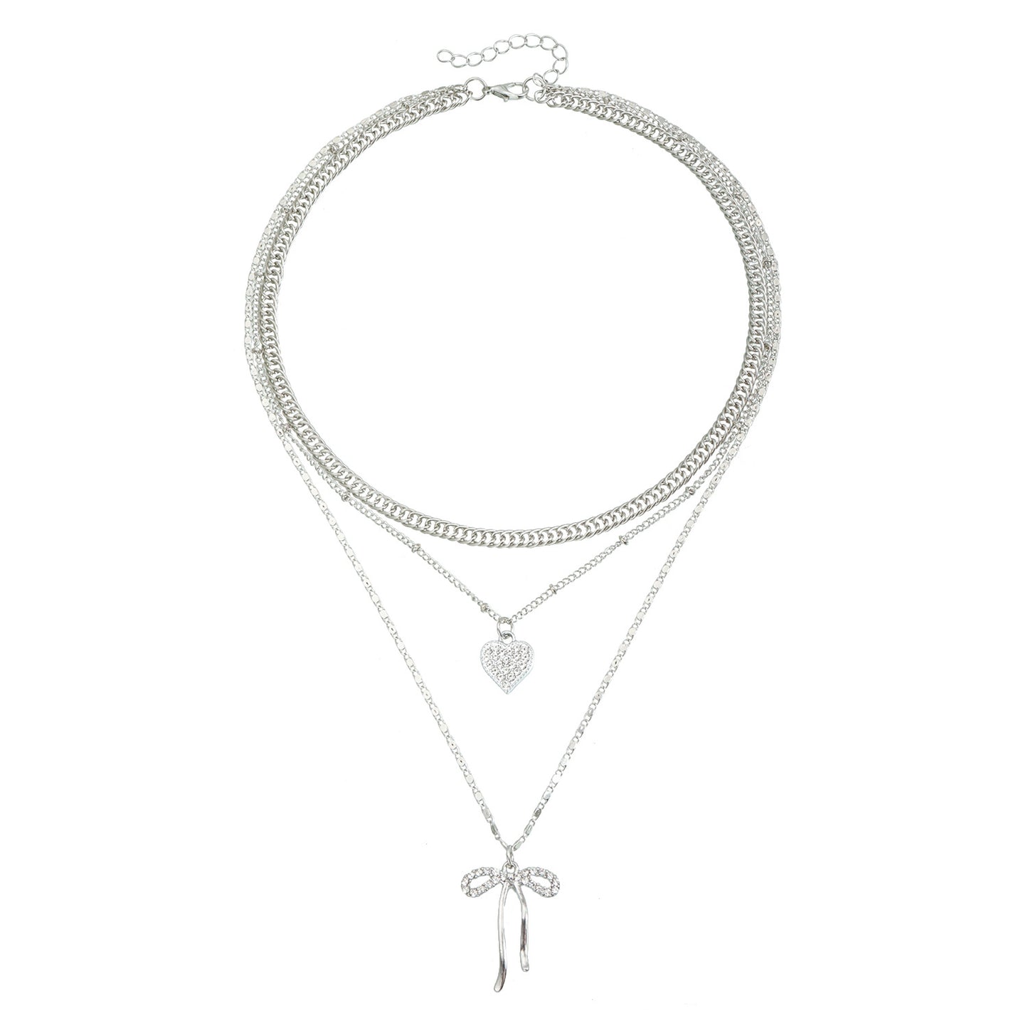 Fashionable Heart-Shaped Alloy Pendant Necklace for Women with Rhinestone Inlay and Plated Finish