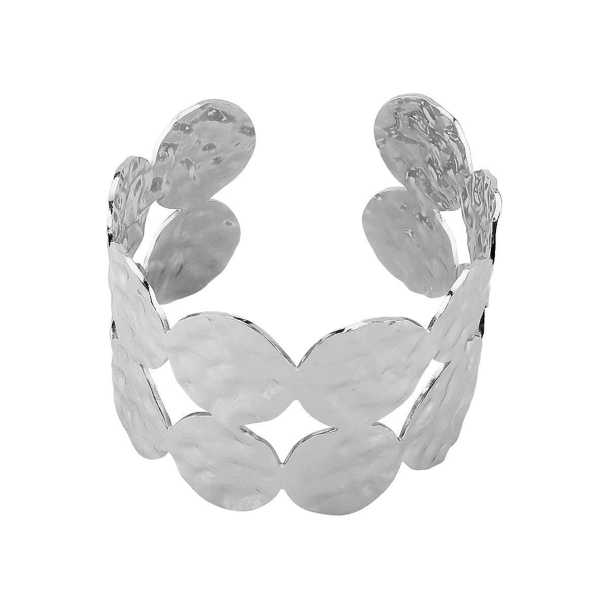 Bracciale rigido aperto geometrico vintage da donna realizzato in ferro con finitura placcata Estetica minimalista a tono freddo