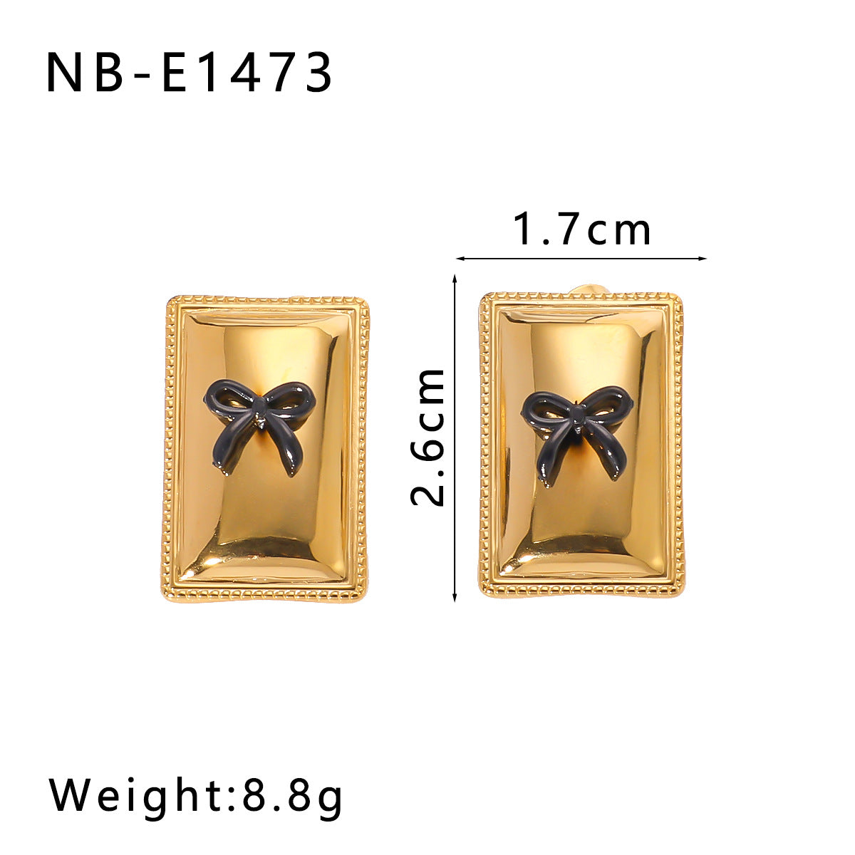 Geometric Stainless Steel Earrings with 18K Gold Plating, Bowknot Texture and Irregular Folded Design for Women