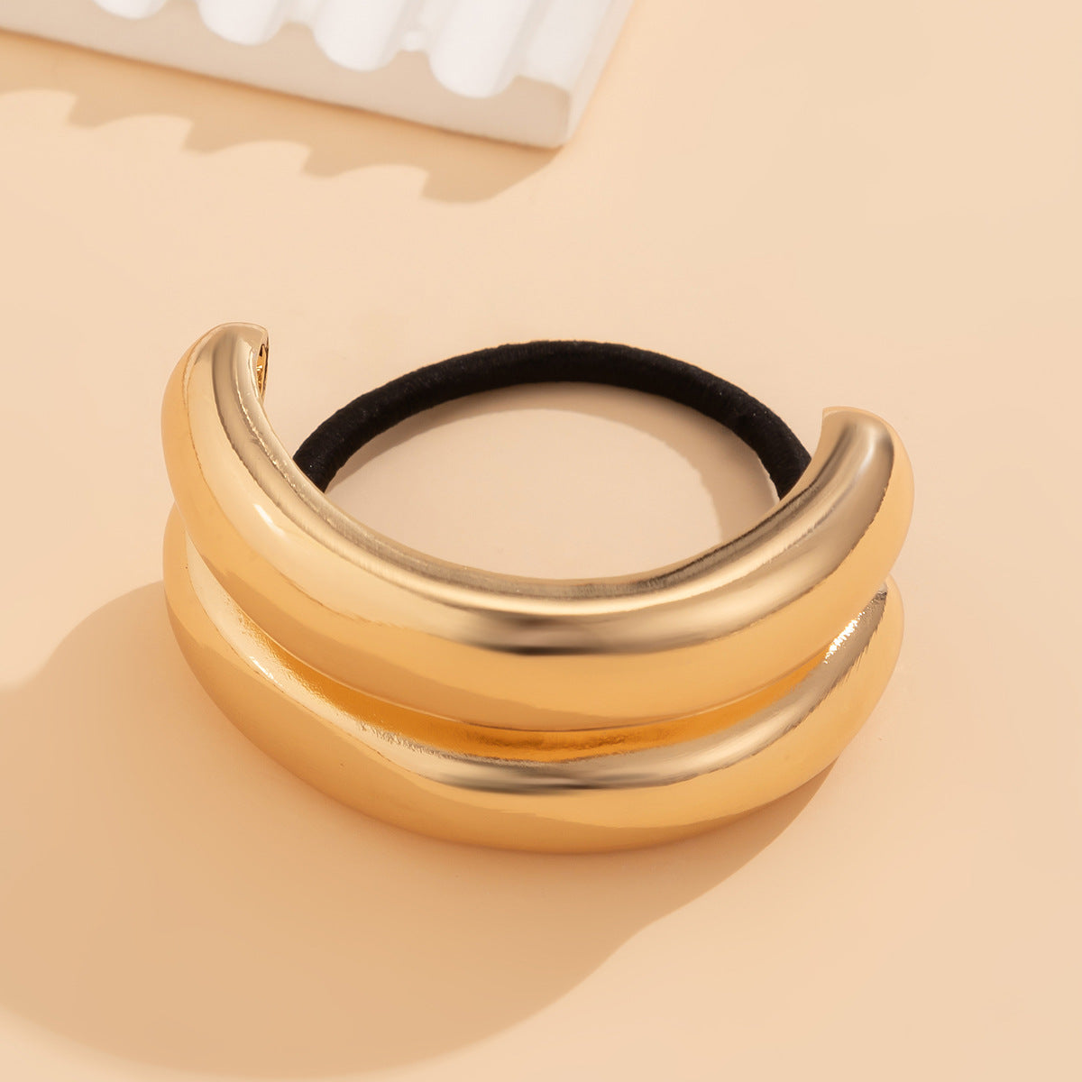 Vintage Punk Irregular Geometric Alloy Plated Double Layer Elastic Hair Clip for Women
