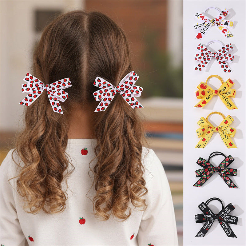 Cartoon Character Hair Tie for Kids with Knitted Ribbon Band, Pastel Macaron Color Design, Sweet and Minimalist Style Hair Accessory