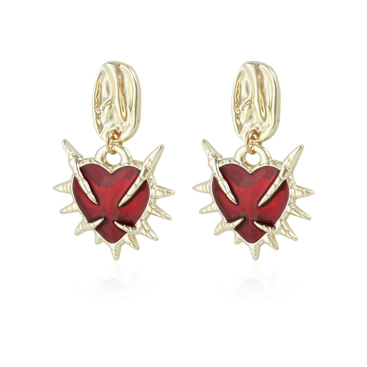 Vintage Gothic Hip-hop Red Drip Oil Geometric Round Zinc Alloy Stud Earrings for Women