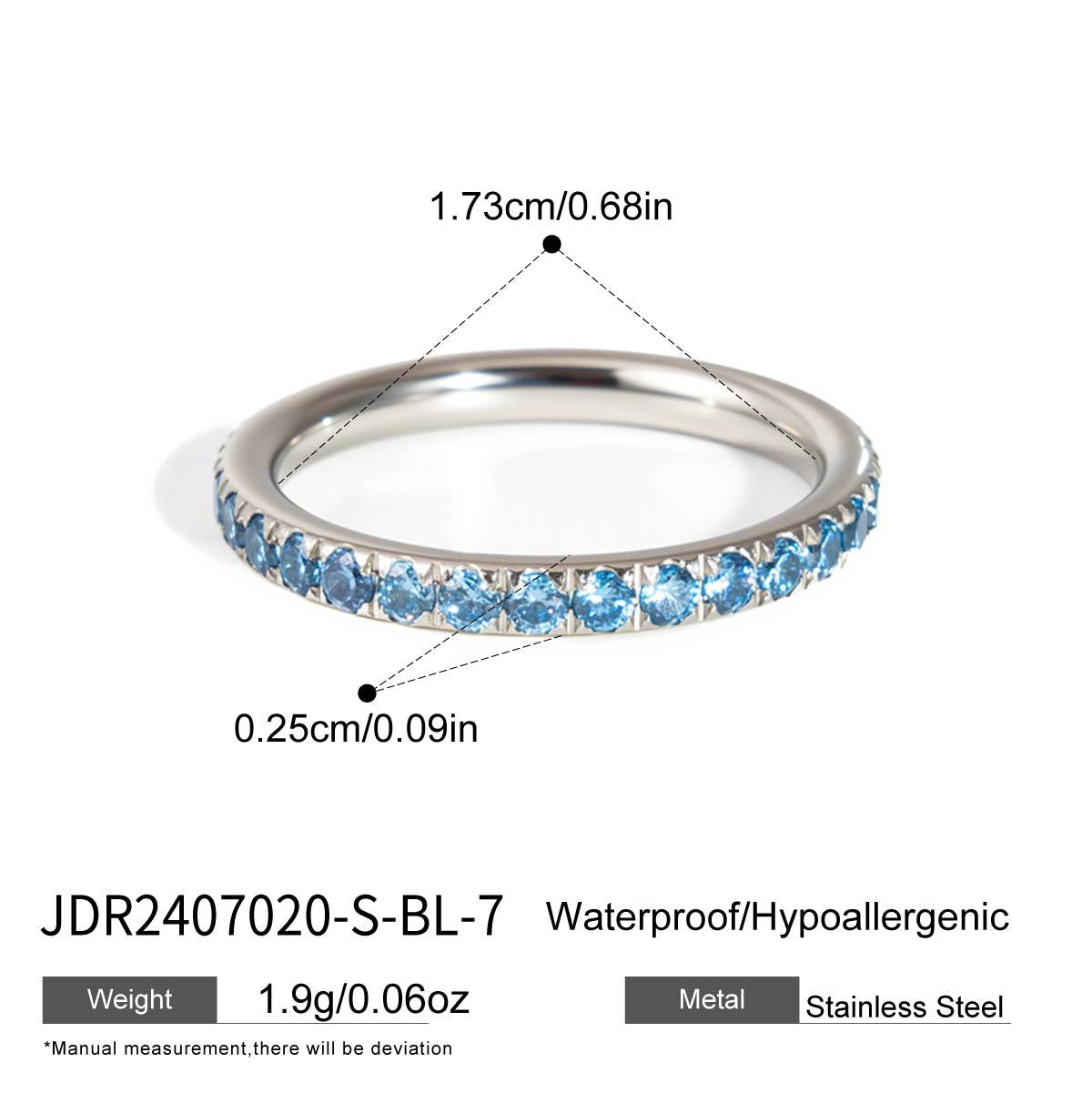 Geometric Round Stainless Steel PVD Ring with Cubic Zirconia for Women