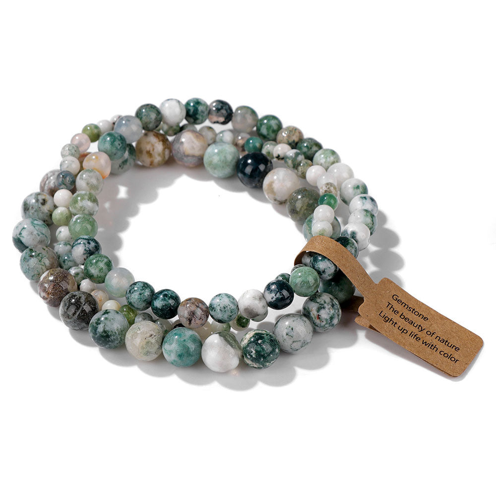 Vintage Minimalist Geometric Stone Beaded Stretch Bracelet Set Unisex Jewelry
