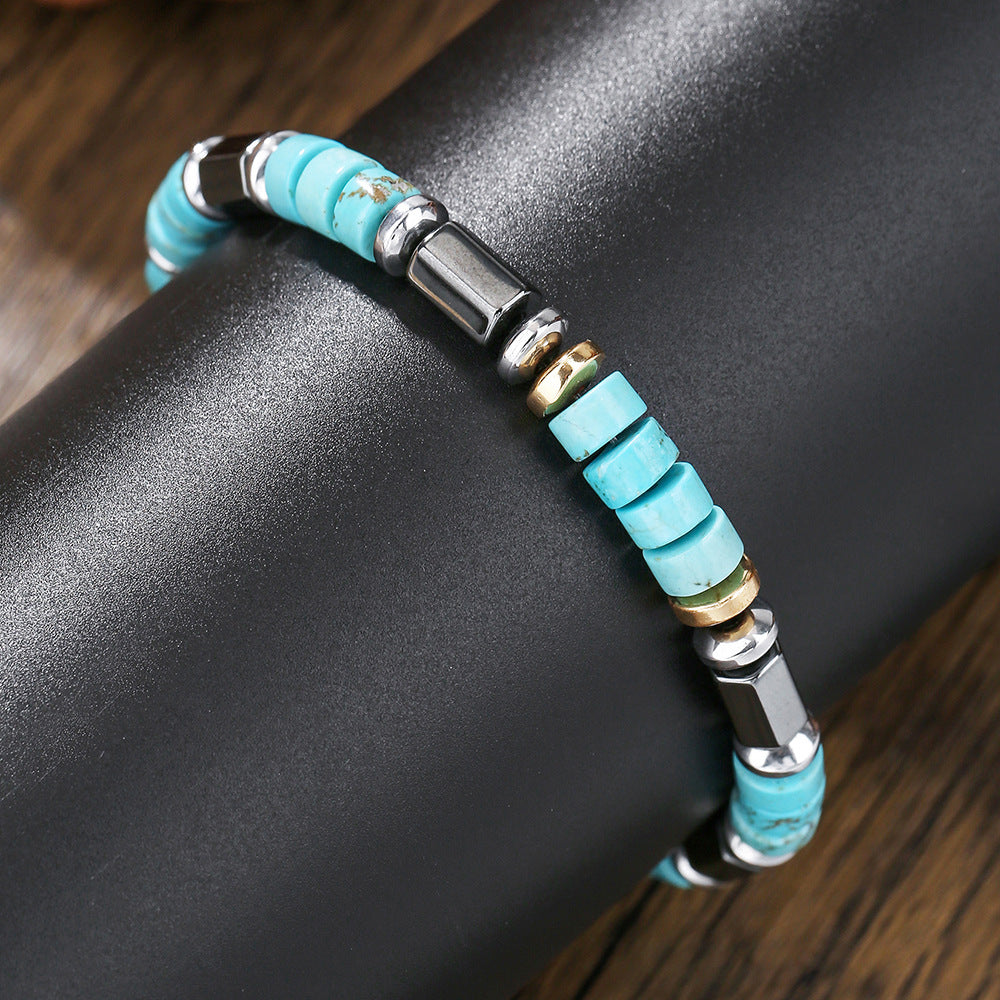 Geometric Turquoise Alloy Beaded Bracelet