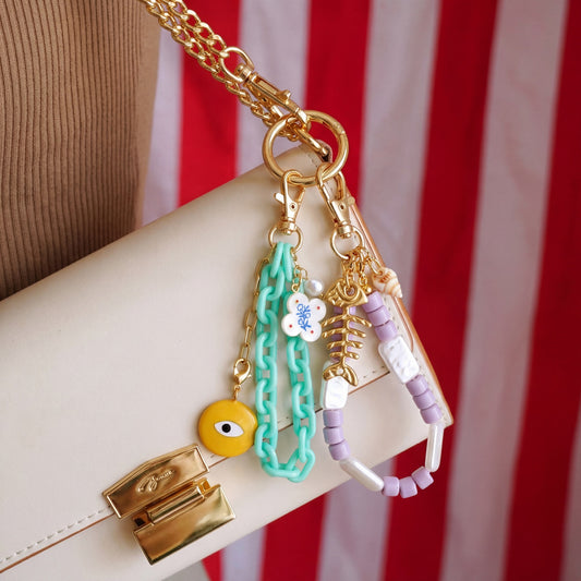 Sweet Floral Alloy DIY Charm Bar Bag Pendant Keychain Accessory