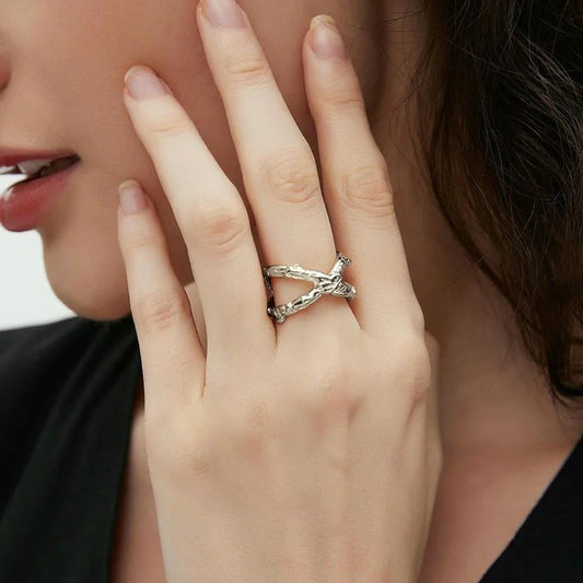 Geometric Plated Stainless Steel Ring for Women