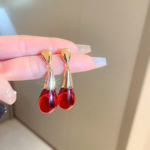 Vintage Geometric Earrings with Rhinestone Inlay in Gold-Plated Metal for Women