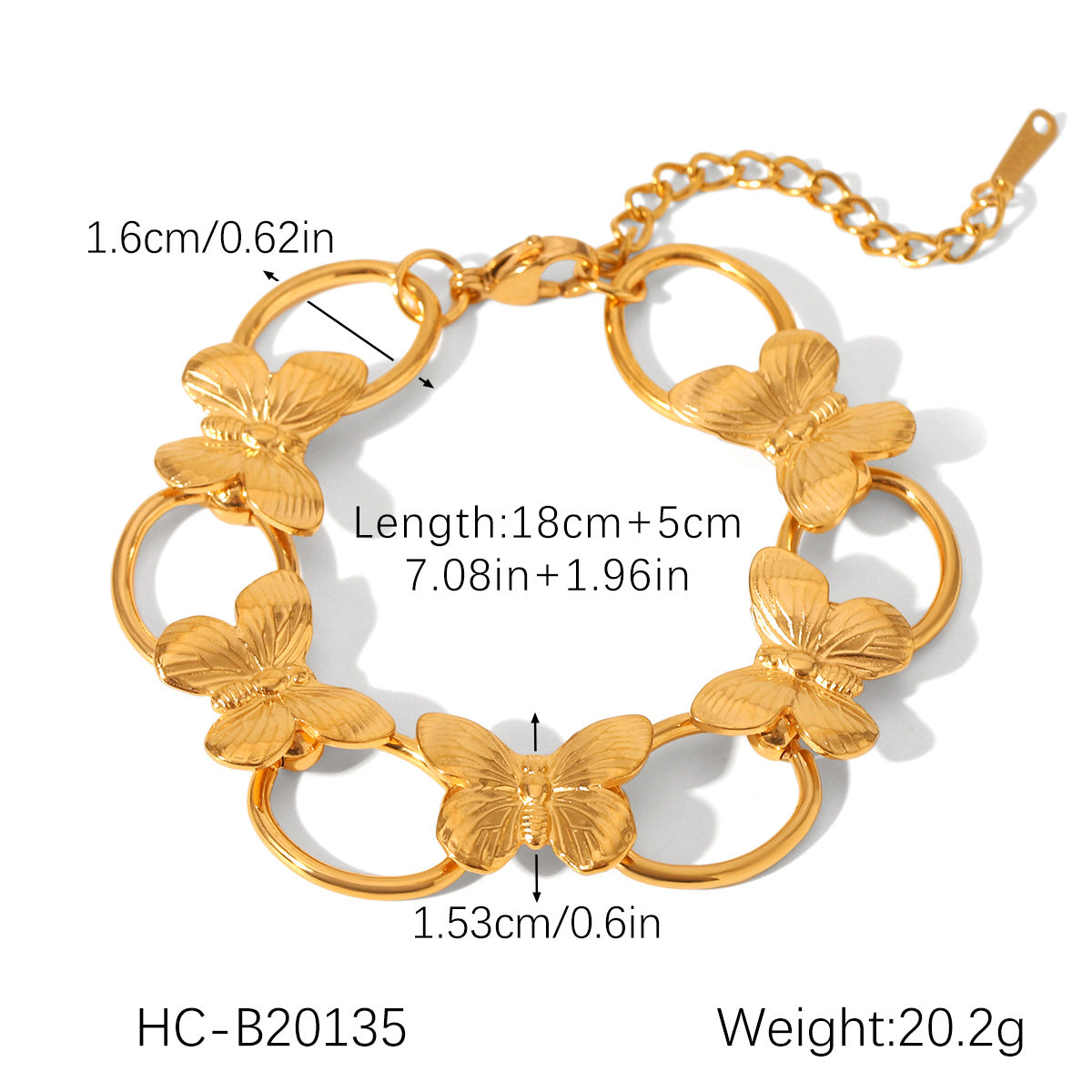 Bracciale da donna in acciaio inossidabile a forma di farfalla con intarsio in strass e finitura placcata, stile geometrico