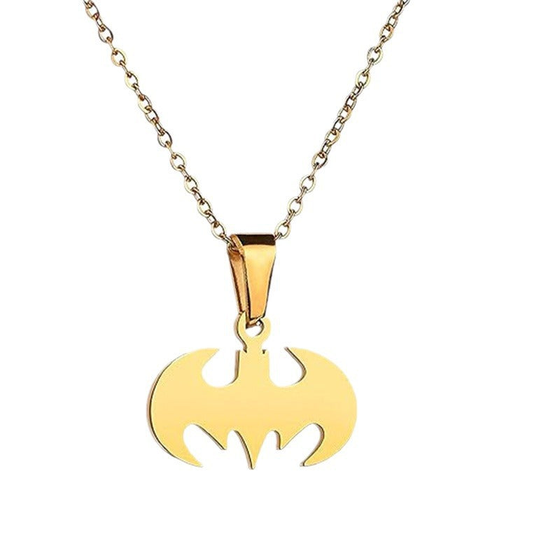 Minimalist Bat-Shaped Stainless Steel Pendant Necklace with Plated Finish for Unisex Daily Wear