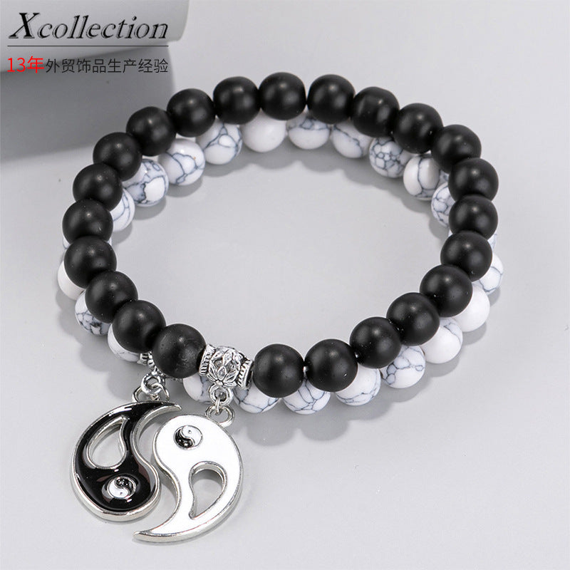 Minimalist Heart Agate Plated Bracelet Set for Unisex