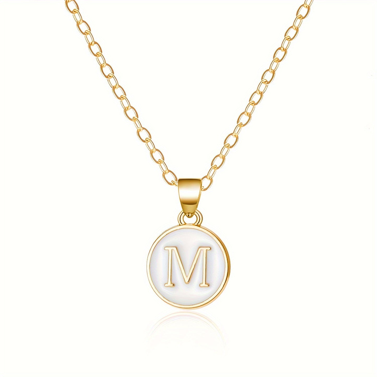 Collana con Pendente a Goccia d'Olio Alfabeto Lettera Rotonda Minimalista in Lega Placcata, Bicolore Bianco e Nero