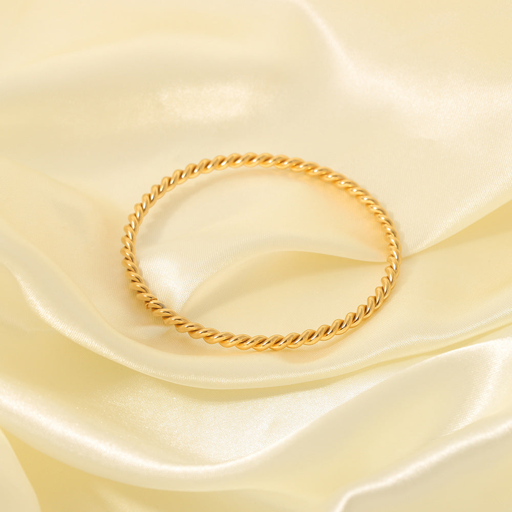 Minimalist Classic Twisted Rope Stainless Steel Bracelet for Women with 18K Gold Plating, Hypoallergenic and Fade-Resistant