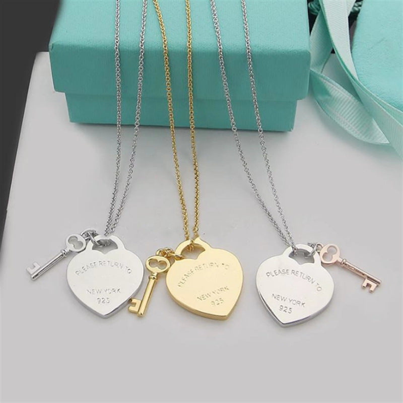Collar de cobre con colgante en forma de corazón, fresco y dulce, con acabado galvanizado para mujer, cadena cruzada, estilo minimalista, joyería para clavícula