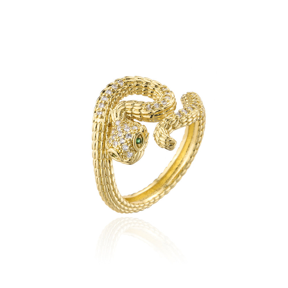 Bohemian Vintage Twisted Snake Ring in Copper with 18K Gold Plating Geometric Design