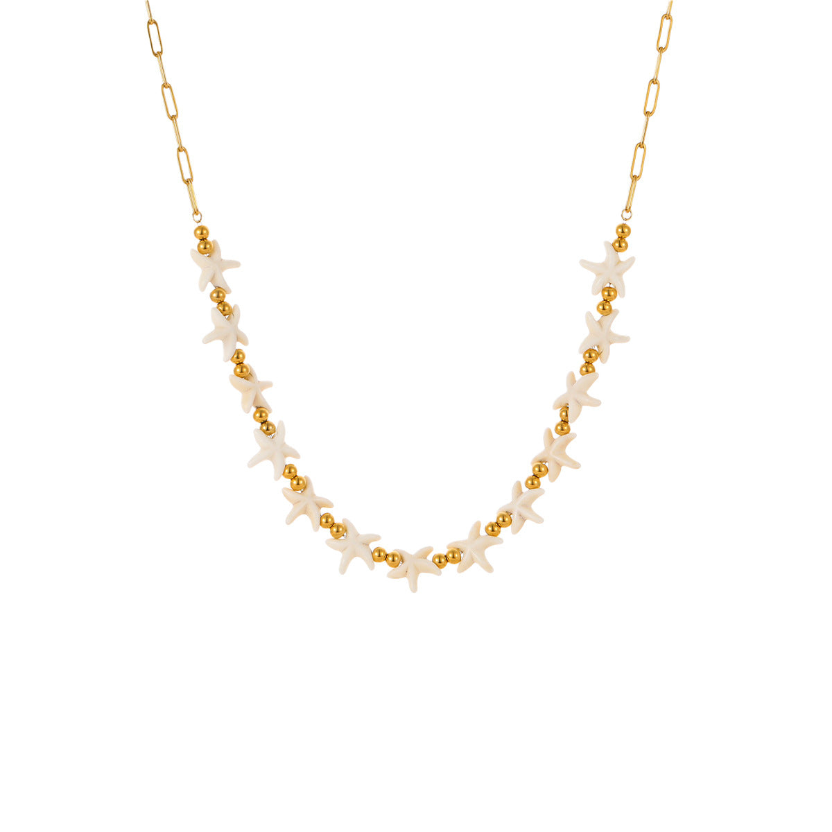 Collana con Ciondolo Geometrico a Stella in Acciaio Inossidabile, con Finitura Placcata, alla Moda, per Donne, Tema Spiaggia e Oceano, Gioiello Estivo
