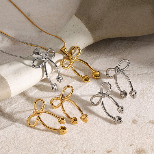 Collana Minimalista da Donna a Fiocco in Acciaio Inossidabile con Finitura Placcata
